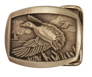 Duck Scene Small Belt Buckle Pewter