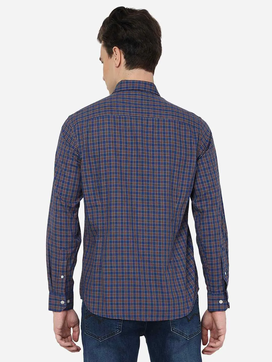 Dutch Blue Checked Smart Fit Semi Casual Shirt | Greenfibre