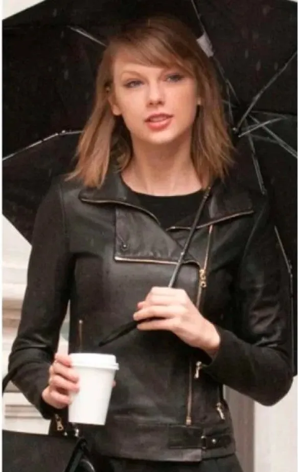Elegant Black Leather Jacket Worn By Taylor Swift | Women Celebrity Jacket | Celebrity Leather Jacket | Taylor Swift Jacket