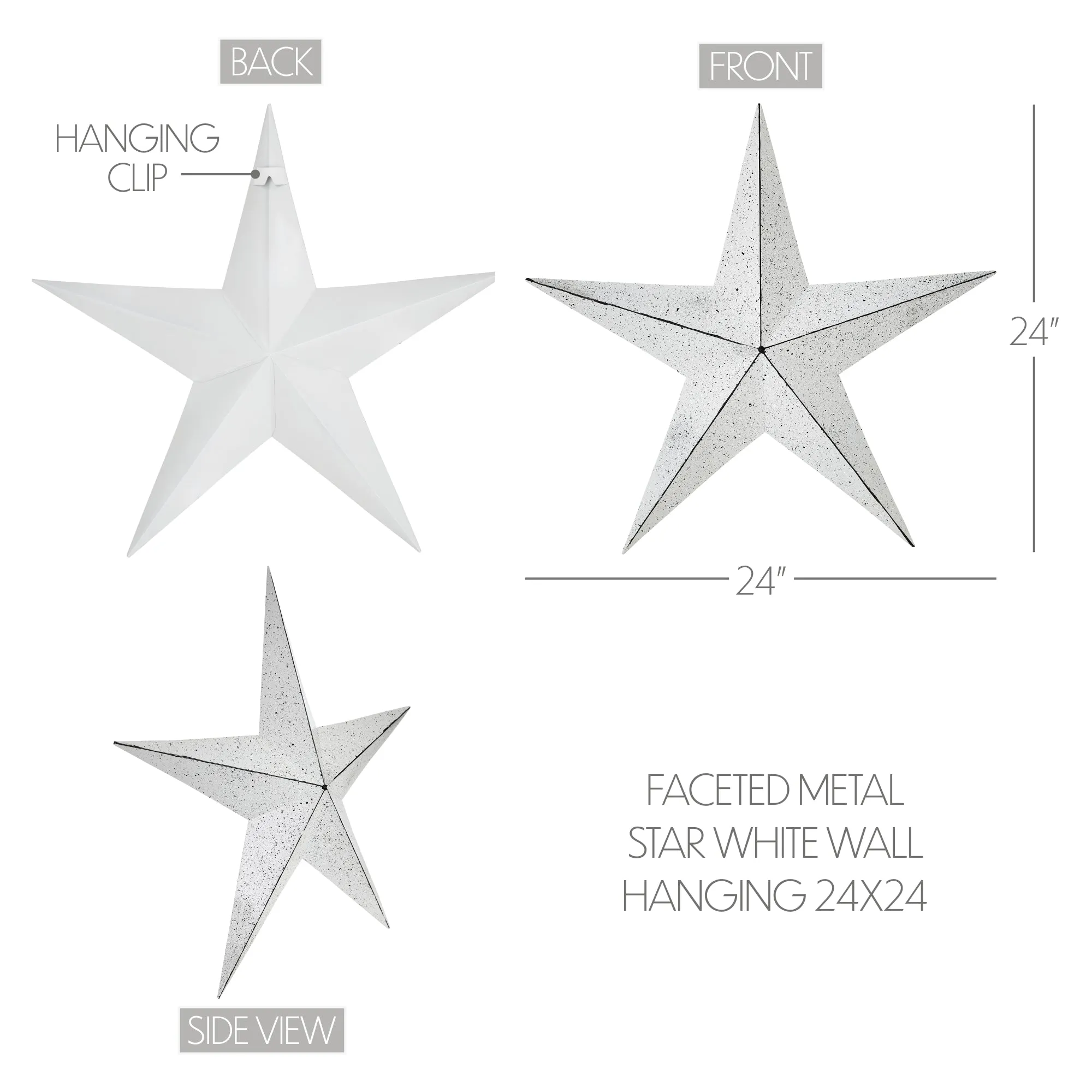 Faceted Metal Star White Wall Hanging 24x24