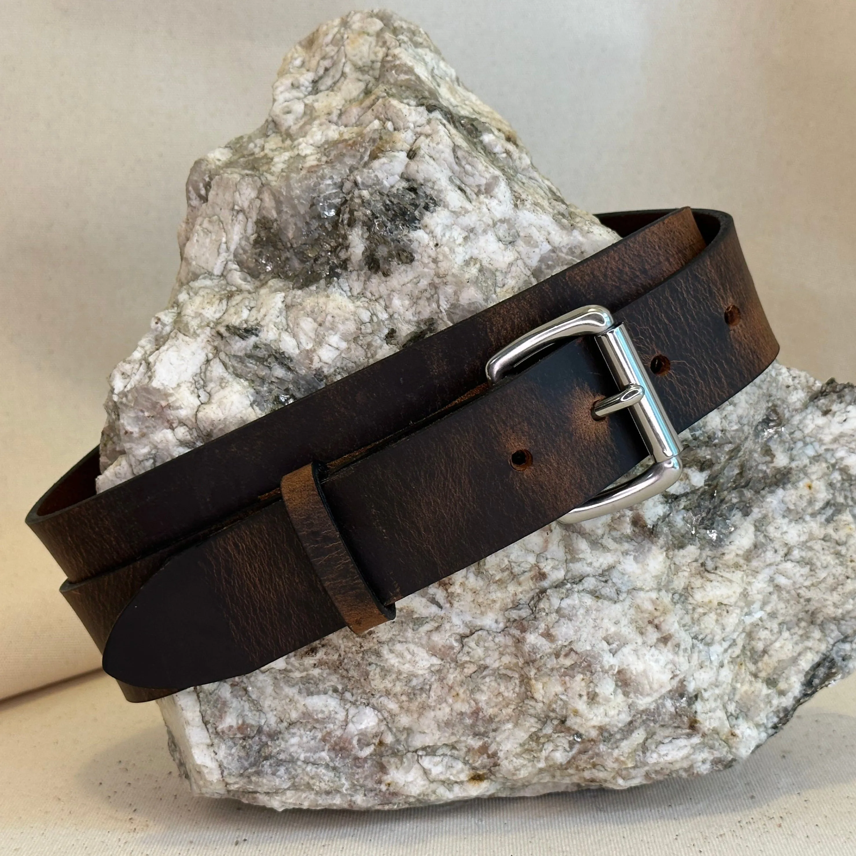 Handmade Brown Pull Up Leather Belt