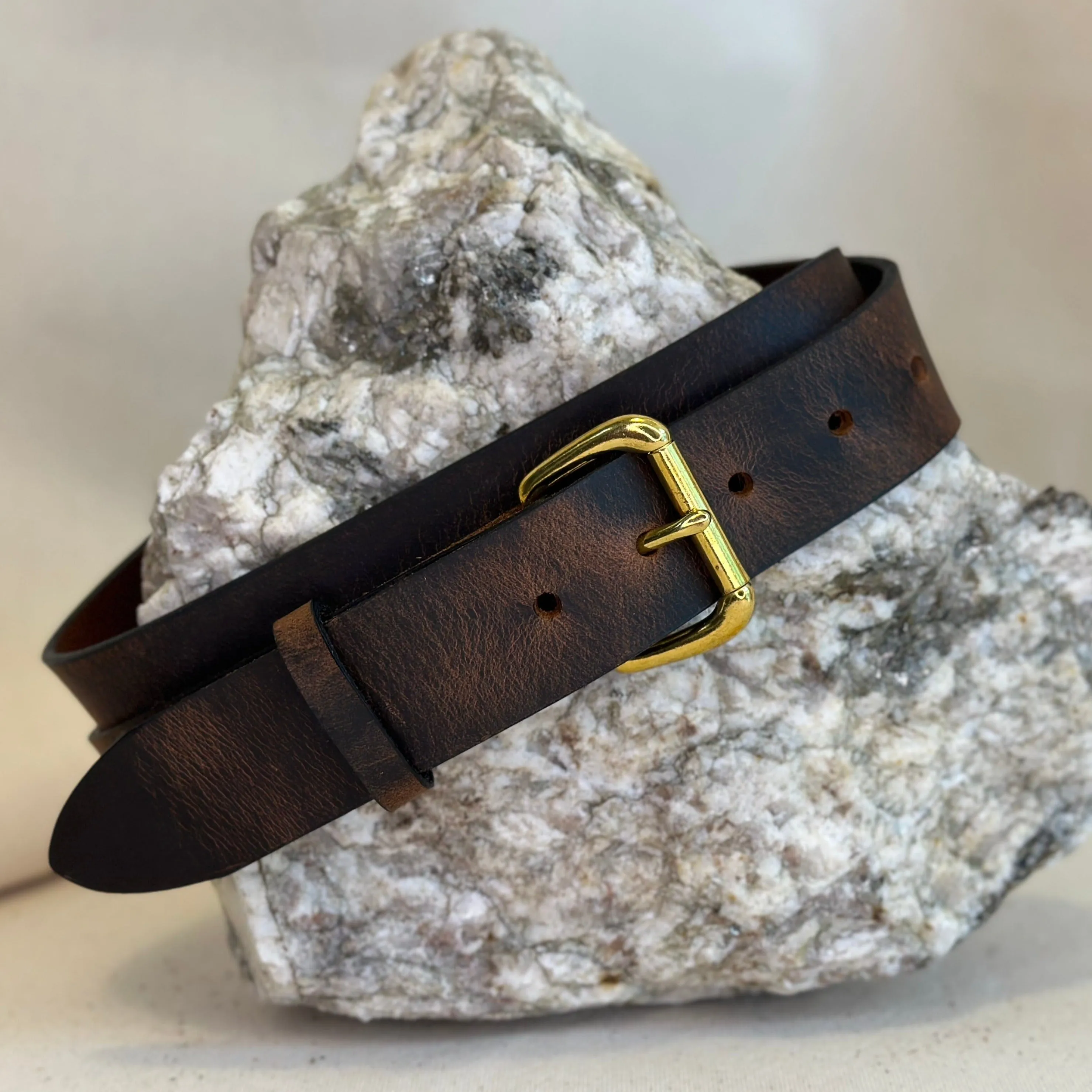 Handmade Brown Pull Up Leather Belt