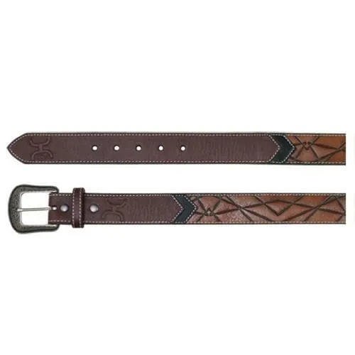 Hooey Leathers Men's Geometric Pattern Logo Brown Belt