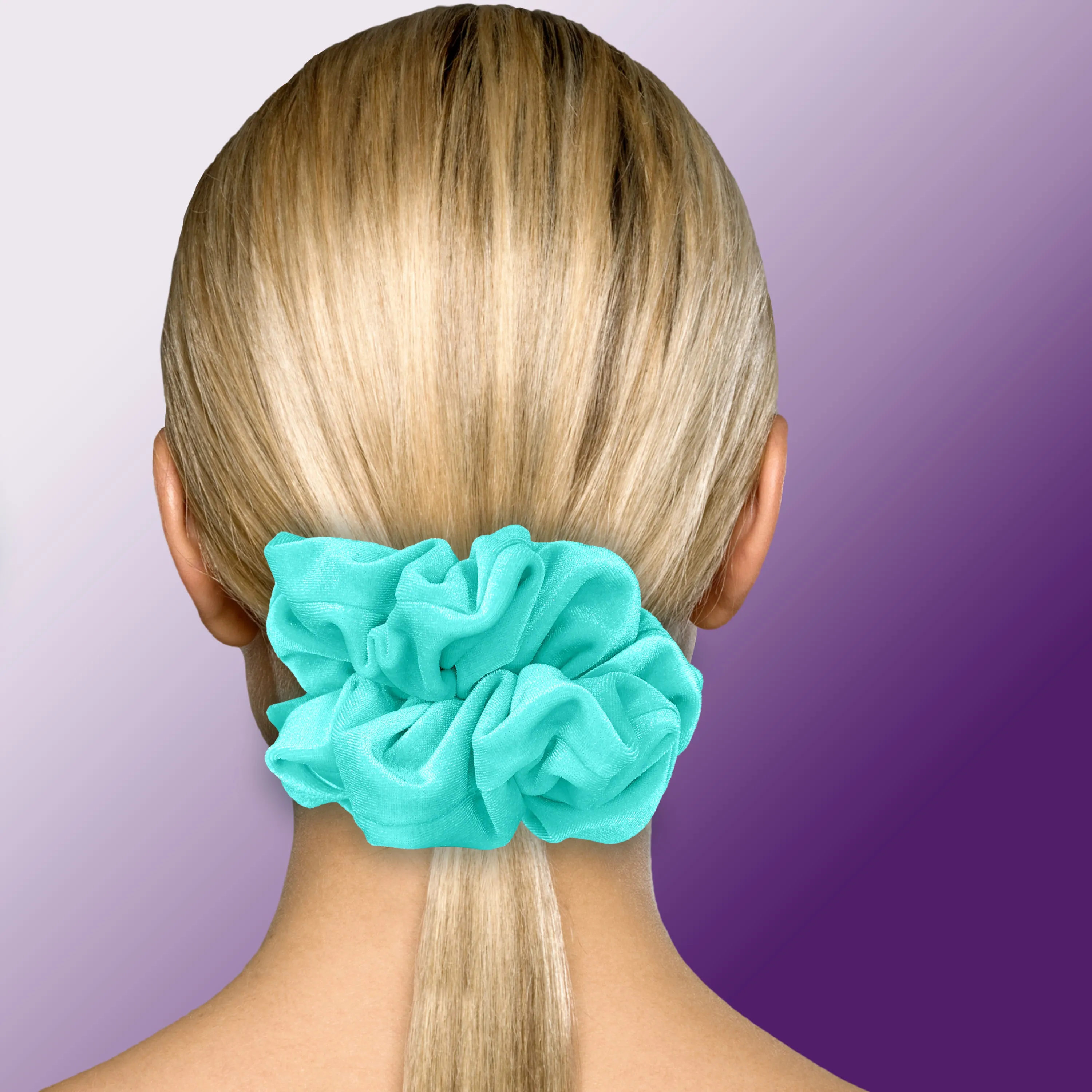 KING SIZE Velvet Scrunchies XXL Oversized Ponytail Holder Made in the USA Aqua