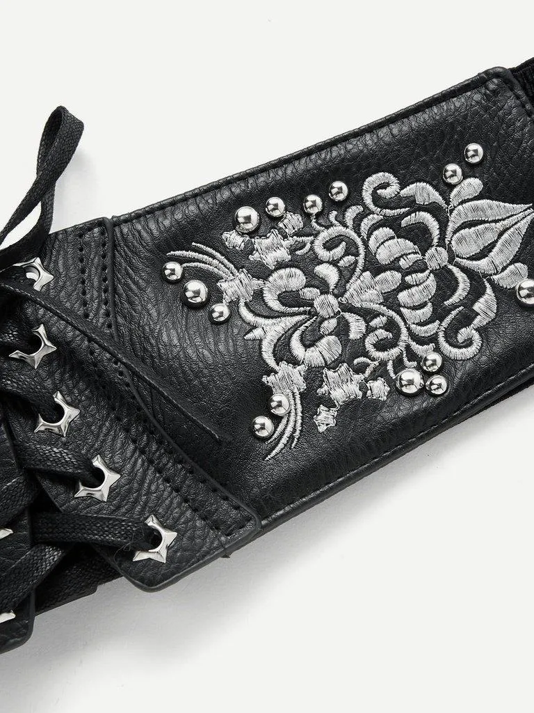 Lace Up Embroidery Belt