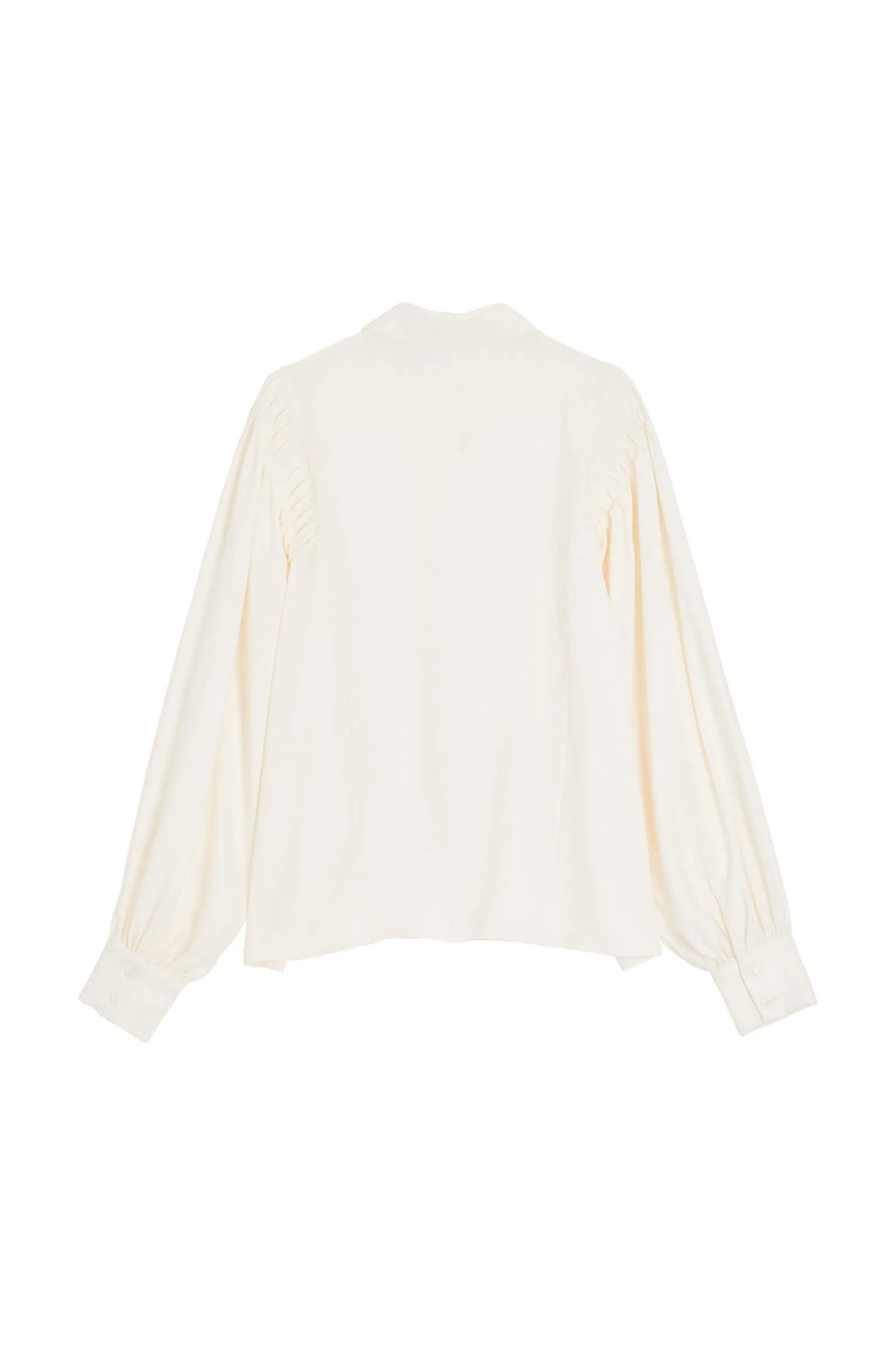 LILY Pleated Lantern-sleeved White Shirt