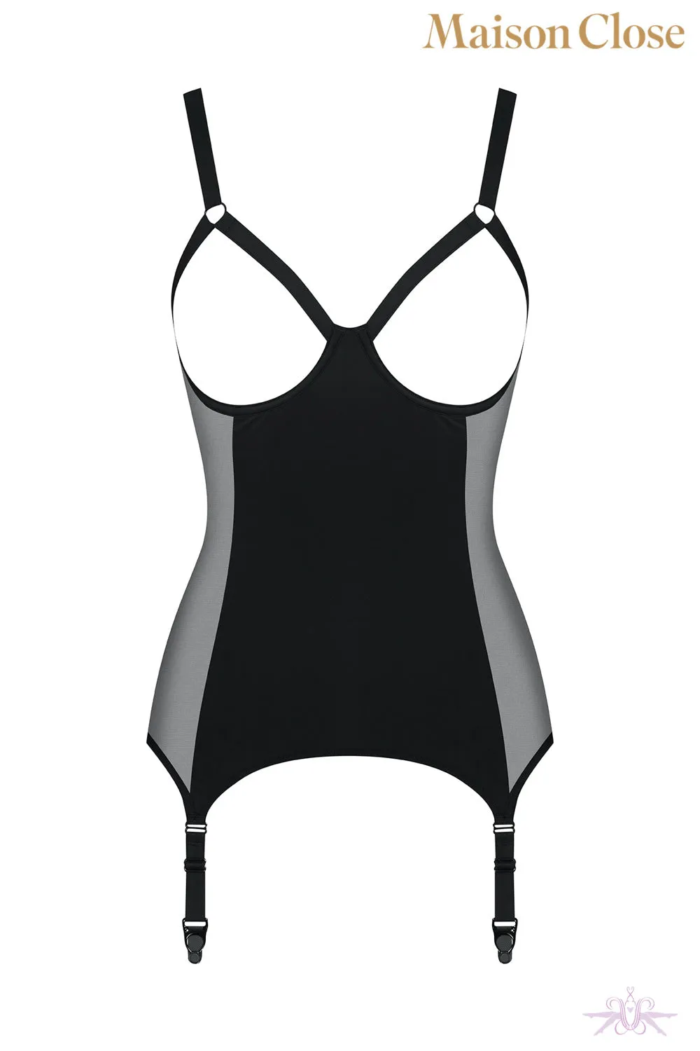 Maison Close Pure Tentation Luxury Black Bodice with Open Bust Design