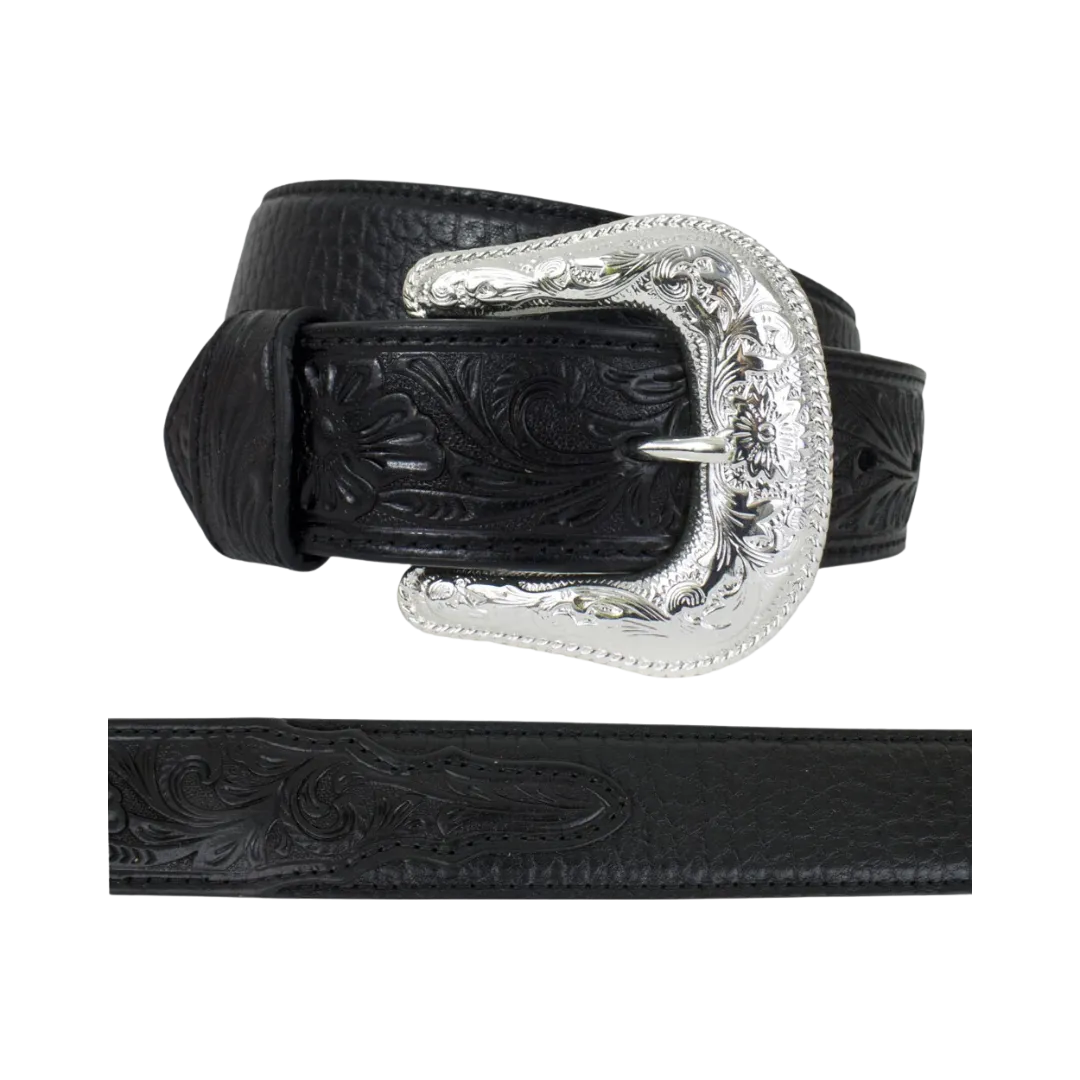 M&F Men's Nocona Black Leather Embossed  Belt