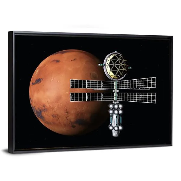 Mars With Space Probe Canvas Wall Art