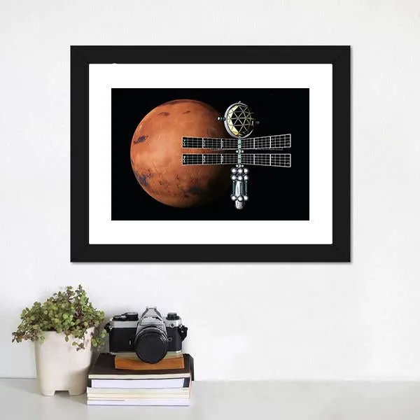 Mars With Space Probe Canvas Wall Art