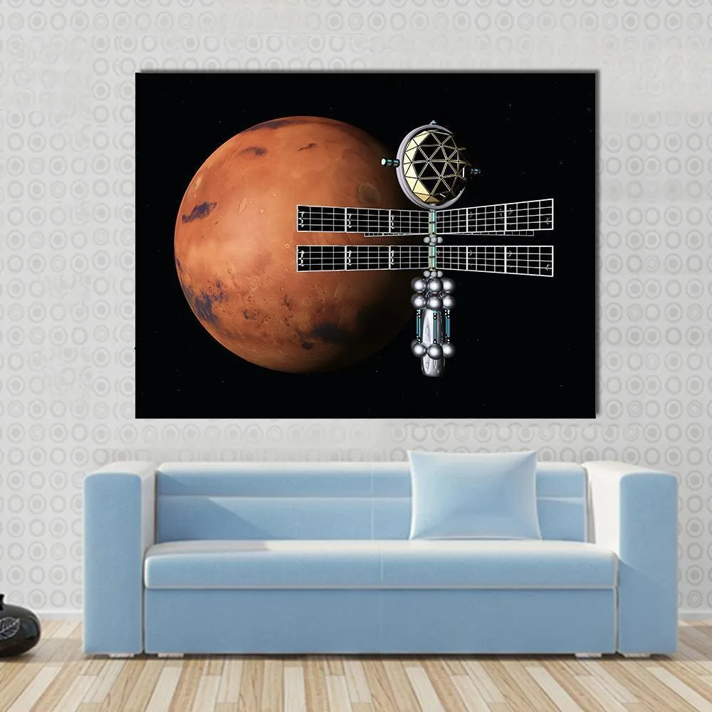 Mars With Space Probe Canvas Wall Art