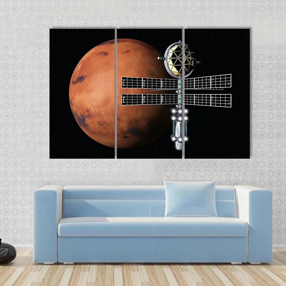 Mars With Space Probe Canvas Wall Art