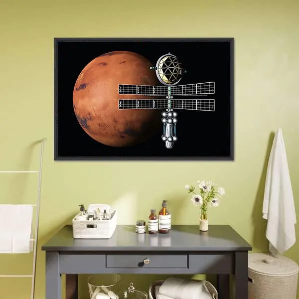Mars With Space Probe Canvas Wall Art