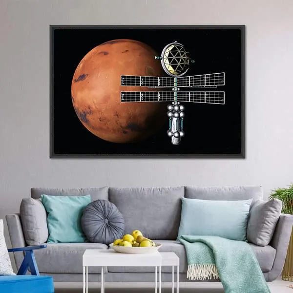 Mars With Space Probe Canvas Wall Art