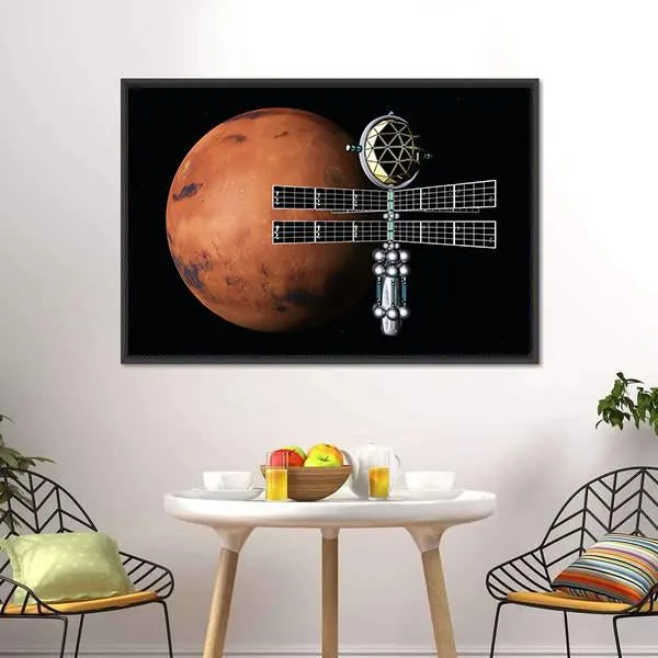 Mars With Space Probe Canvas Wall Art