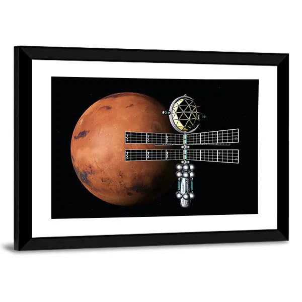 Mars With Space Probe Canvas Wall Art