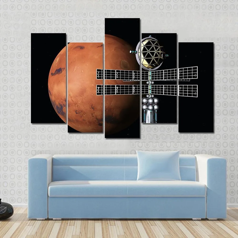 Mars With Space Probe Canvas Wall Art