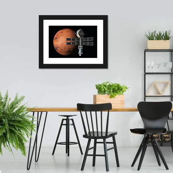 Mars With Space Probe Canvas Wall Art