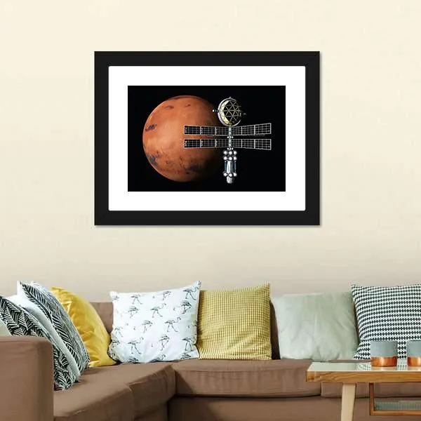 Mars With Space Probe Canvas Wall Art
