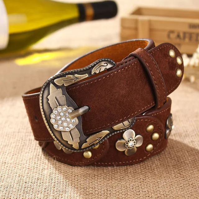 Metallic Designer Fashion Vintage Floral Belts