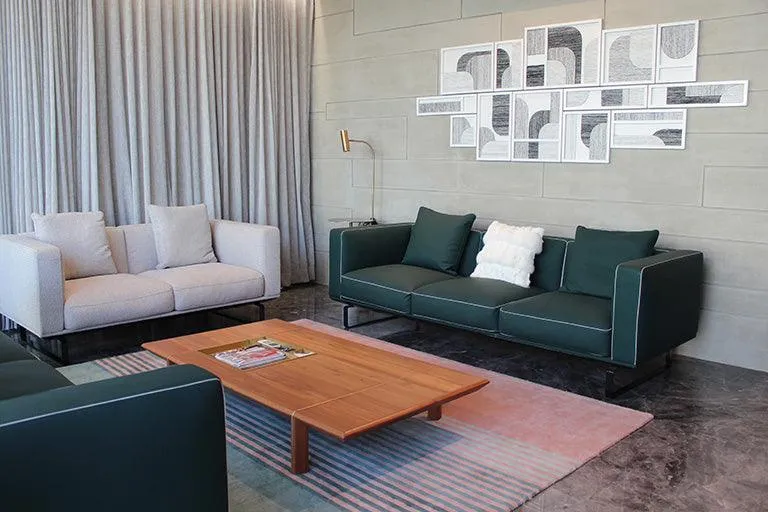 Modern Peach & Green Rug