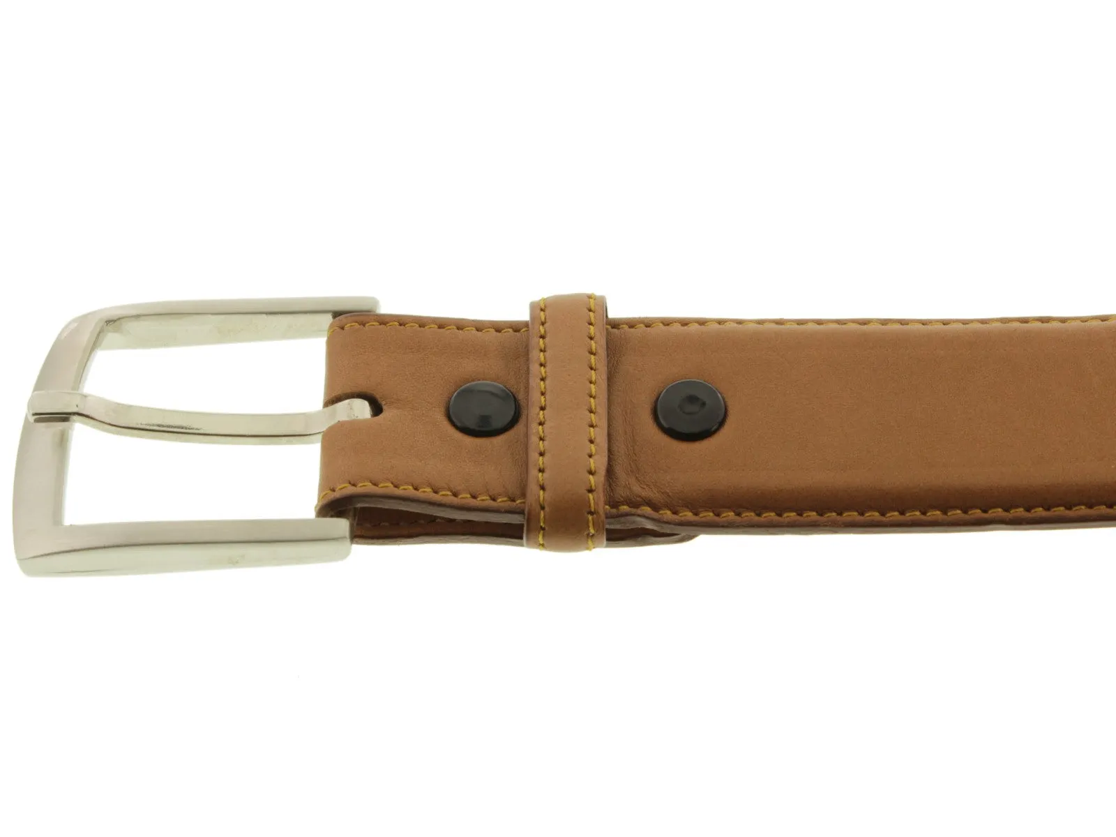 Orange Western Cowboy Leather Belt Classic Dress - Silver Buckle