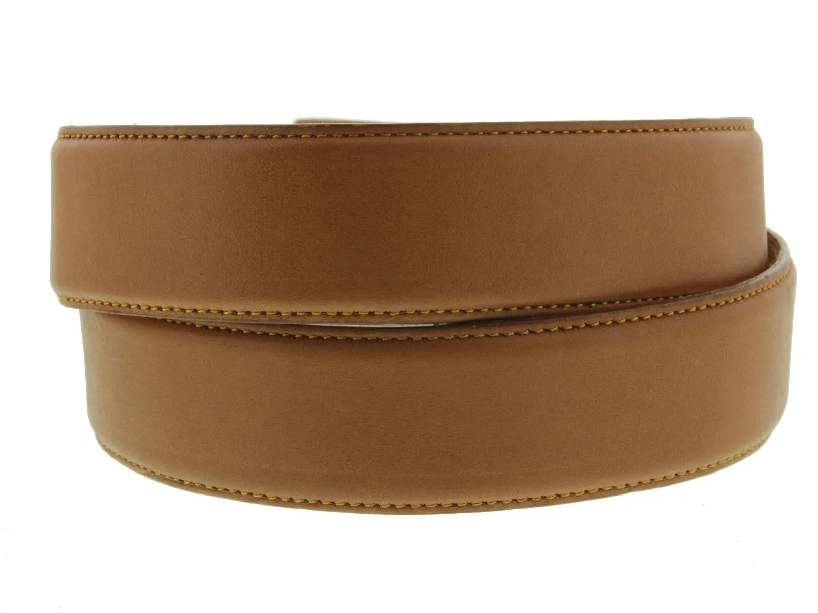Orange Western Cowboy Leather Belt Classic Dress - Silver Buckle
