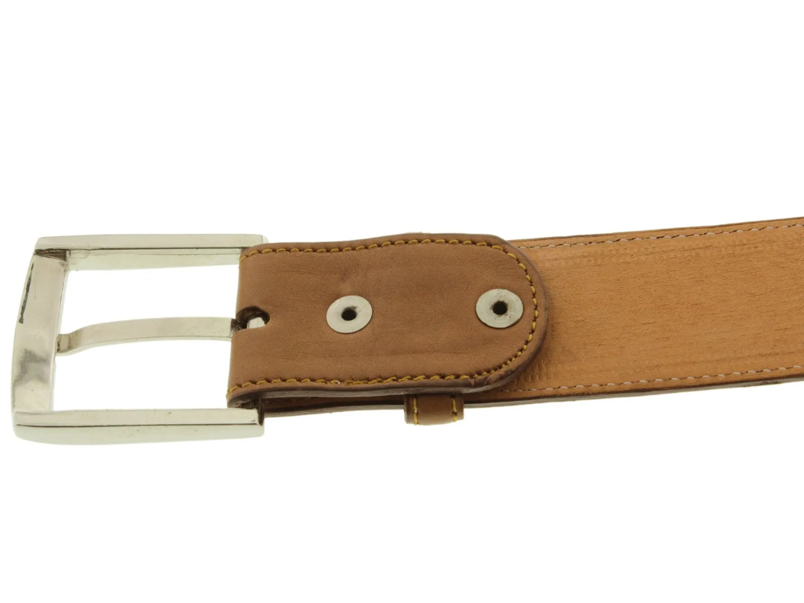 Orange Western Cowboy Leather Belt Classic Dress - Silver Buckle