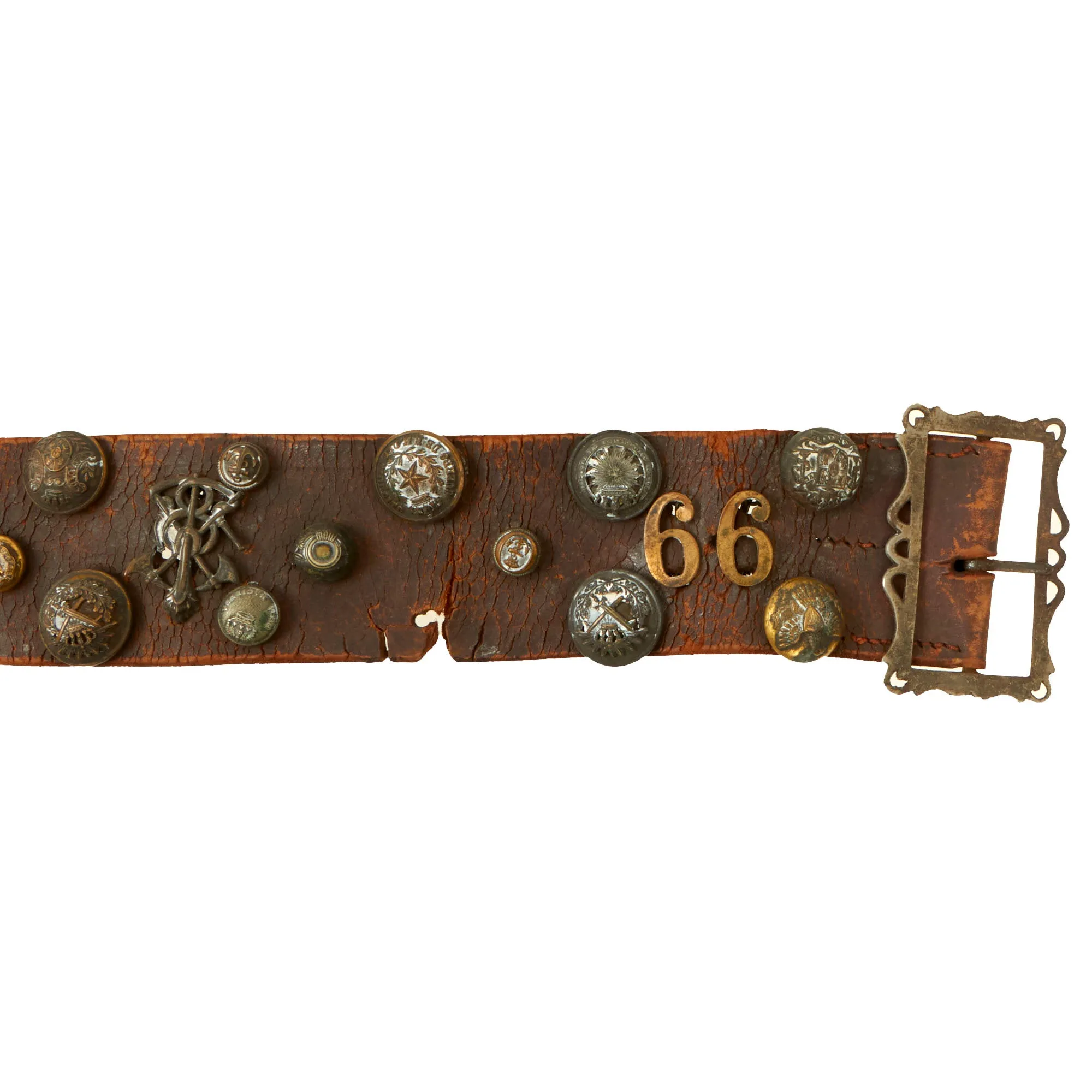 Original U.S. Spanish-American War Hate Belt Made with 44 U.S., Cuban, & Spanish Buttons