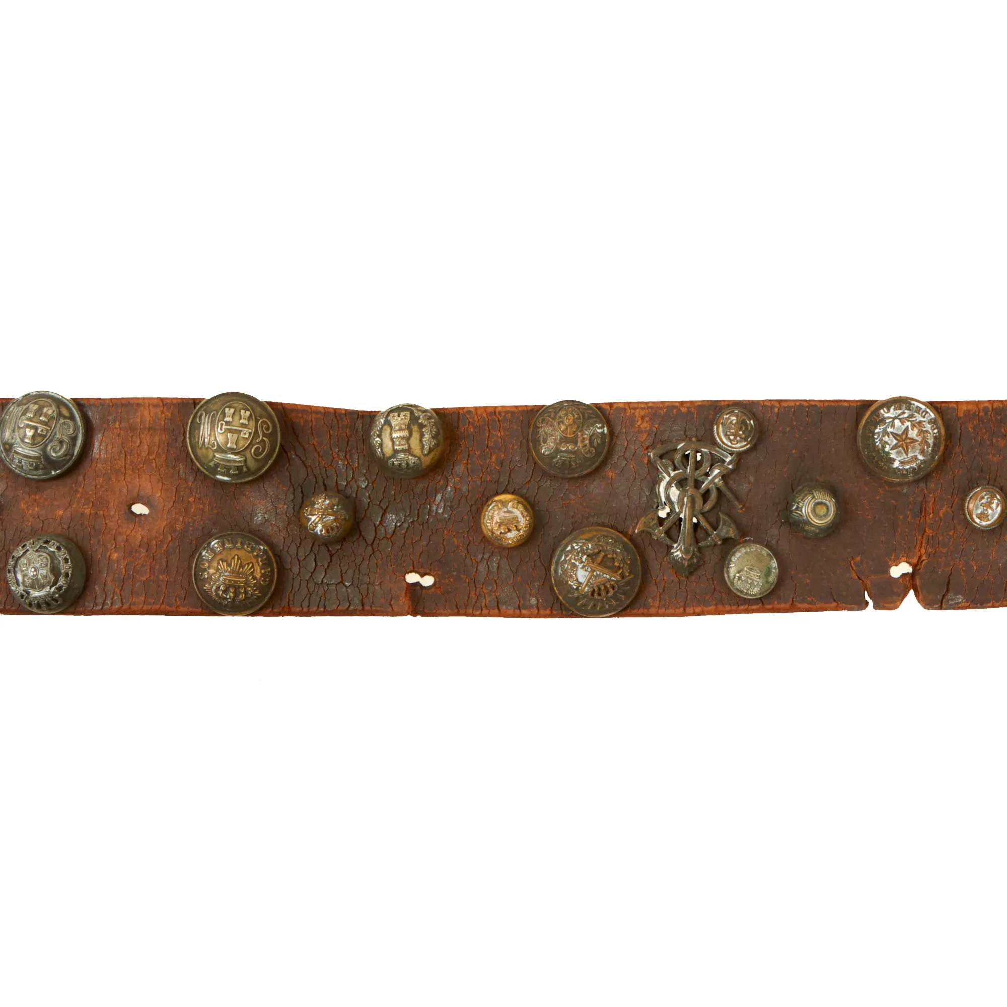 Original U.S. Spanish-American War Hate Belt Made with 44 U.S., Cuban, & Spanish Buttons