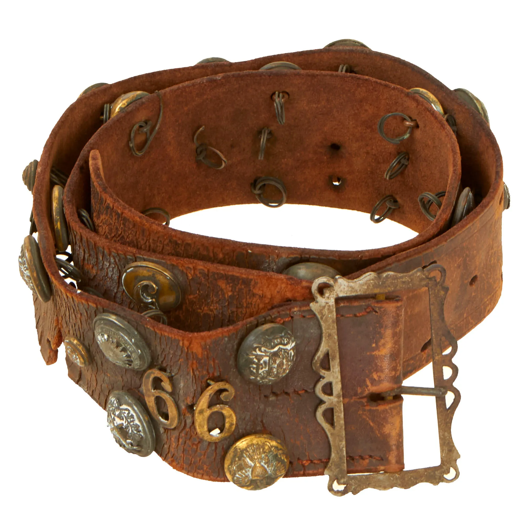 Original U.S. Spanish-American War Hate Belt Made with 44 U.S., Cuban, & Spanish Buttons