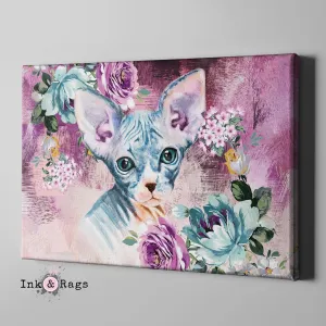 Precious Baby Sphynx Kitten and Flower Gallery Wrapped Canvas