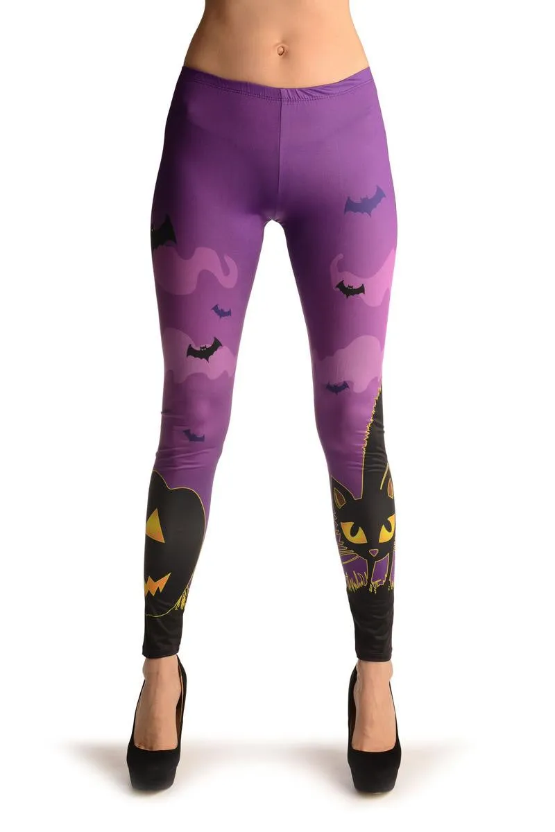 Pumpkin, Black Cat & Bats (Halloween)