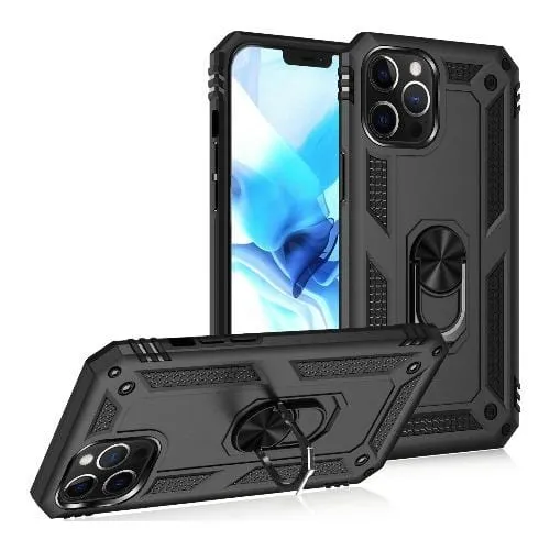Raider Series Black Kickstand Case with Belt Clip - iPhone 12 and iPhone 12 Pro
