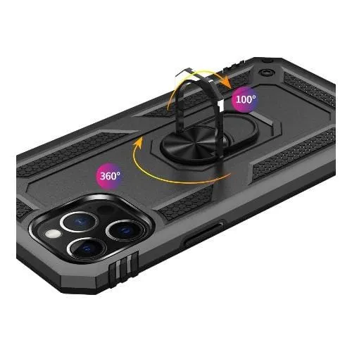 Raider Series Black Kickstand Case with Belt Clip - iPhone 12 and iPhone 12 Pro