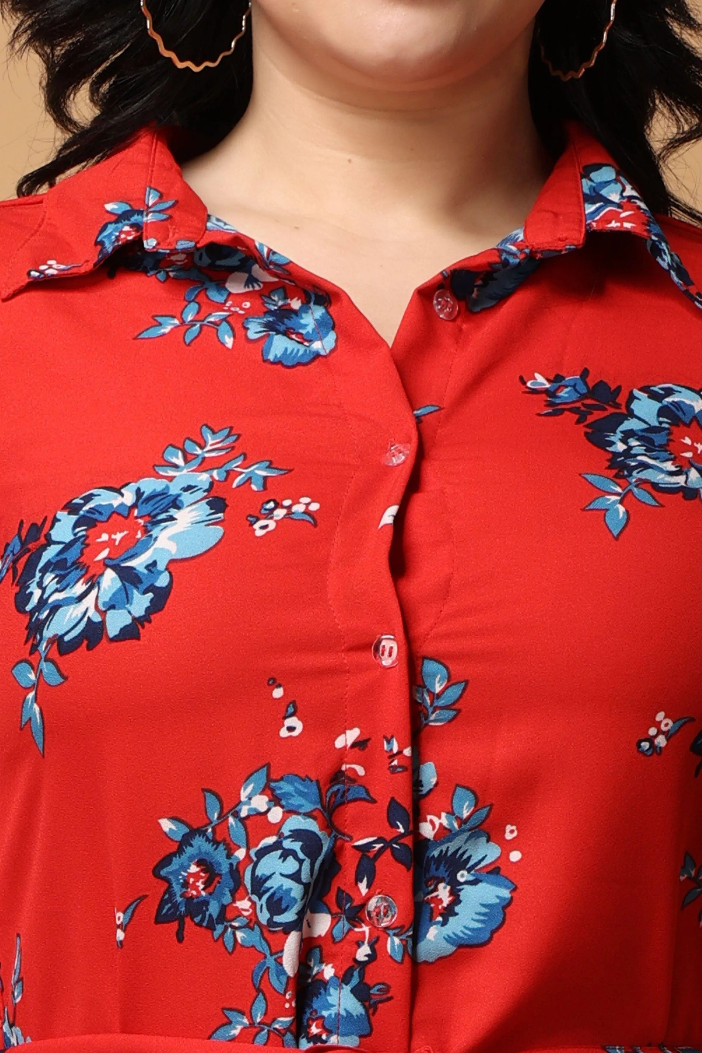 Red Floral Printed Dress