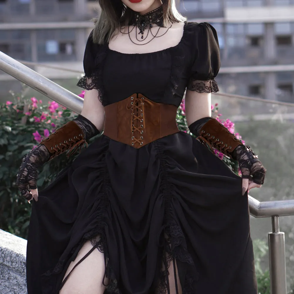 Renaissance Waist Belt with PU Leather Sleevelet 19cm Cincher Waistband