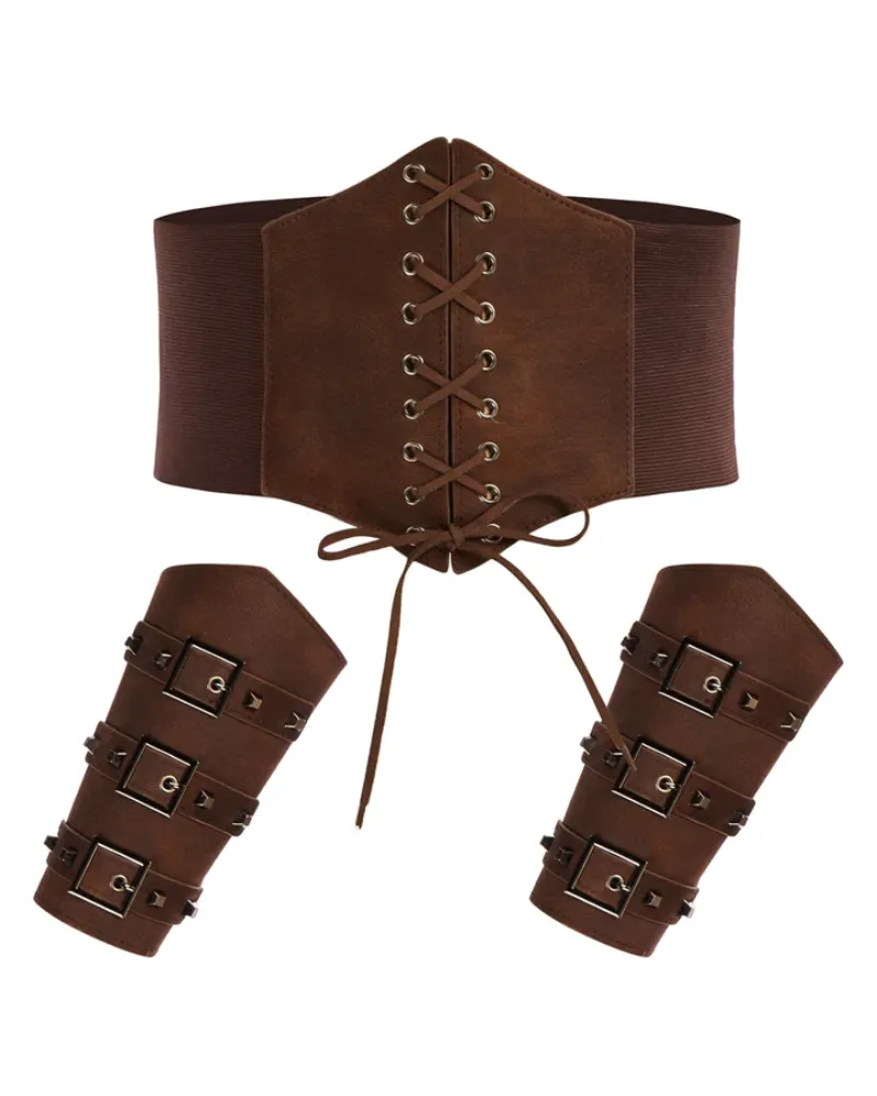Renaissance Waist Belt with PU Leather Sleevelet 19cm Cincher Waistband