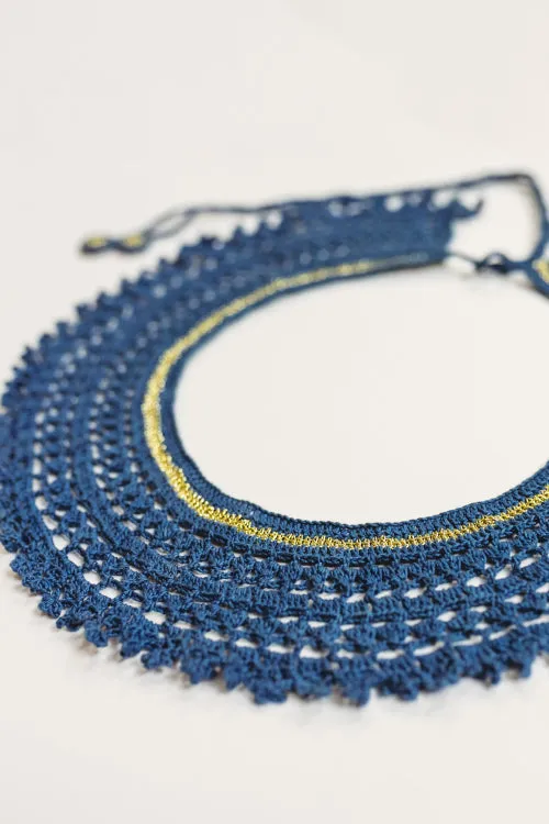 Samoolam Handmade Lace Collar Necklace ~ Teal