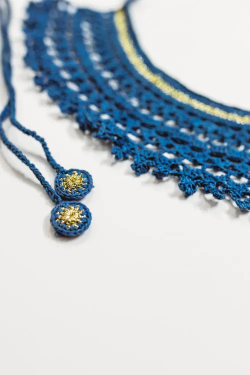 Samoolam Handmade Lace Collar Necklace ~ Teal