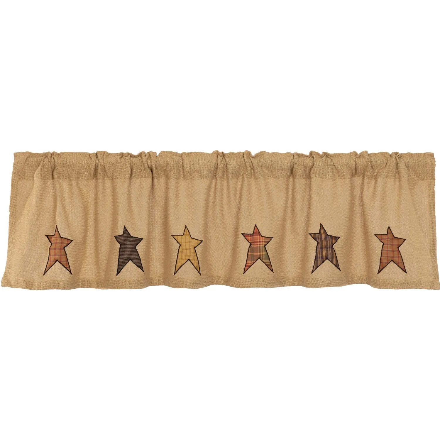Stratton Burlap Applique Star Valance 72"