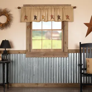 Stratton Burlap Applique Star Valance 72"