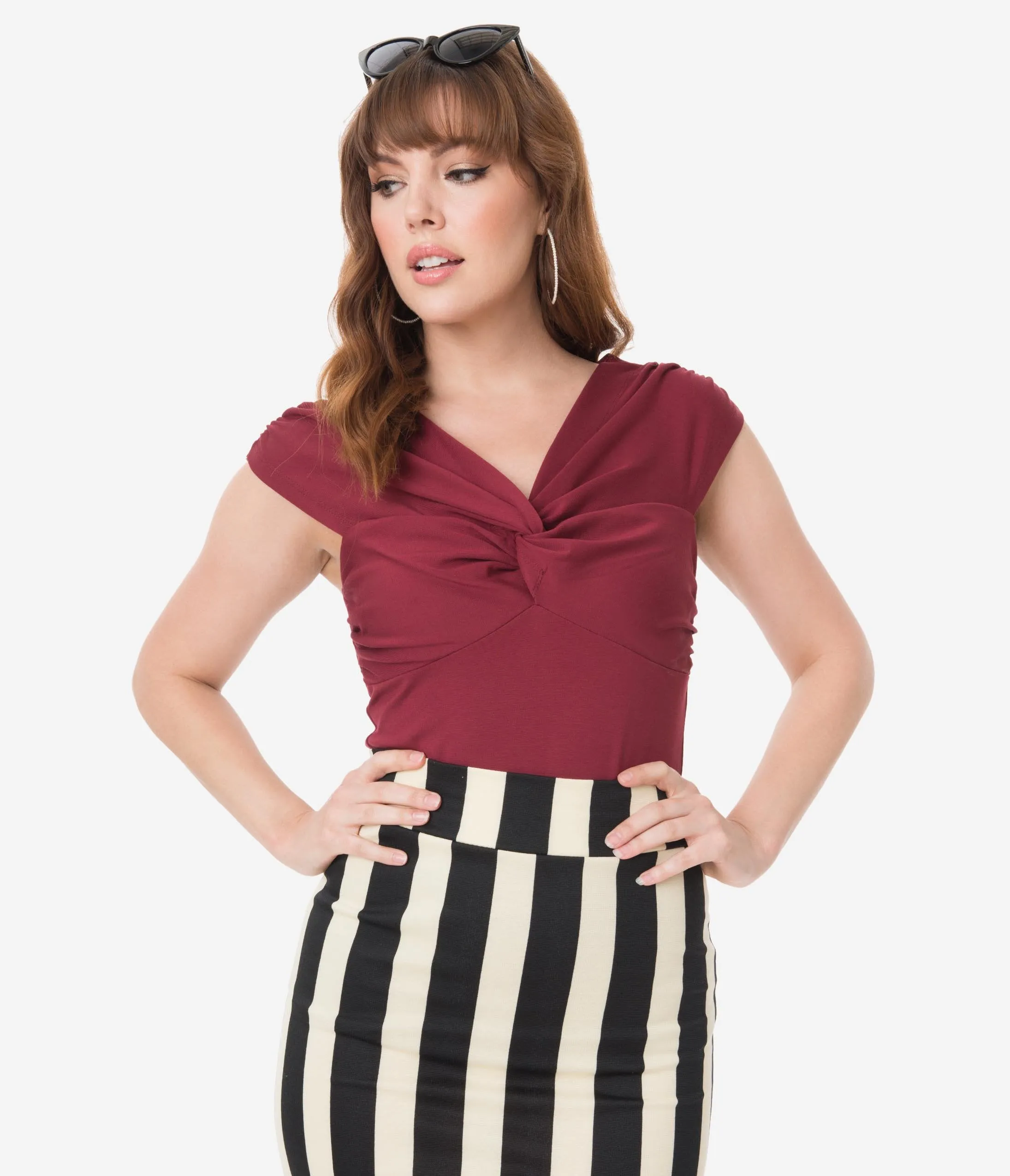 Voodoo Vixen Burgundy Knotted Brianna Top