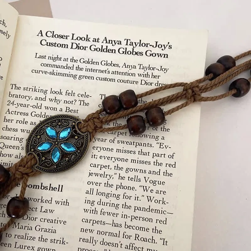 Women's Gemstone Wood Beads Boho Braided Waist Rope Belt