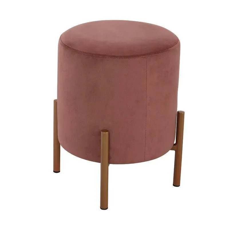 Wooden Twist Luxury Velvet Round Foot Stool Ottoman Pouf - Plush and Stylish Home Decor Accent