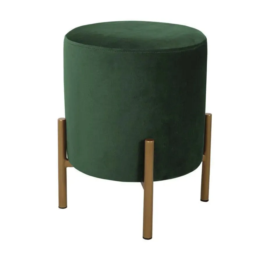 Wooden Twist Luxury Velvet Round Foot Stool Ottoman Pouf - Plush and Stylish Home Decor Accent