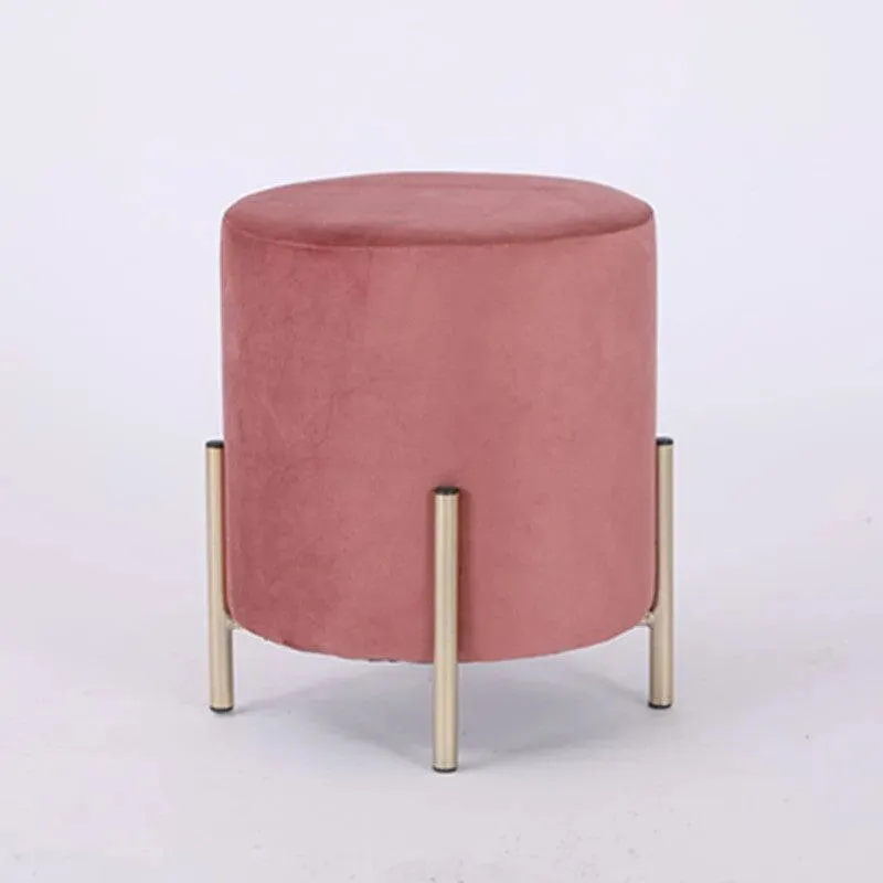 Wooden Twist Luxury Velvet Round Foot Stool Ottoman Pouf - Plush and Stylish Home Decor Accent