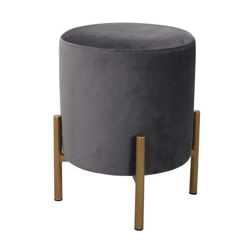 Wooden Twist Luxury Velvet Round Foot Stool Ottoman Pouf - Plush and Stylish Home Decor Accent