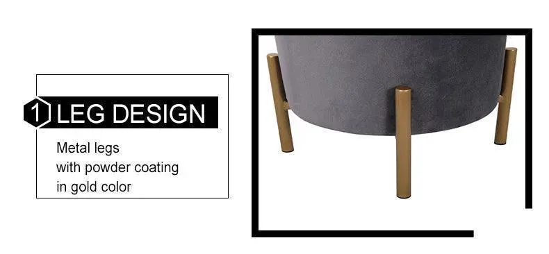 Wooden Twist Luxury Velvet Round Foot Stool Ottoman Pouf - Plush and Stylish Home Decor Accent