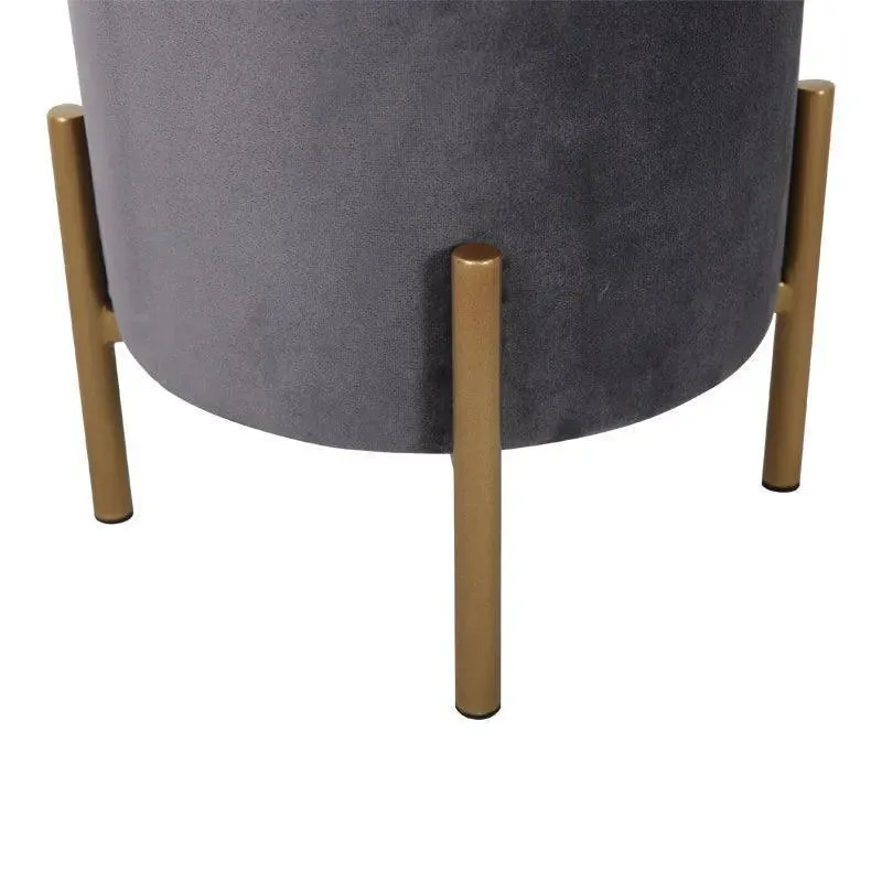 Wooden Twist Luxury Velvet Round Foot Stool Ottoman Pouf - Plush and Stylish Home Decor Accent